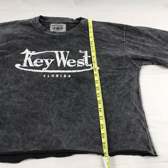 Key West Florida distressed crop top tshirt‎ large Raw Hem Basix Vintage - Picture 7 of 10
